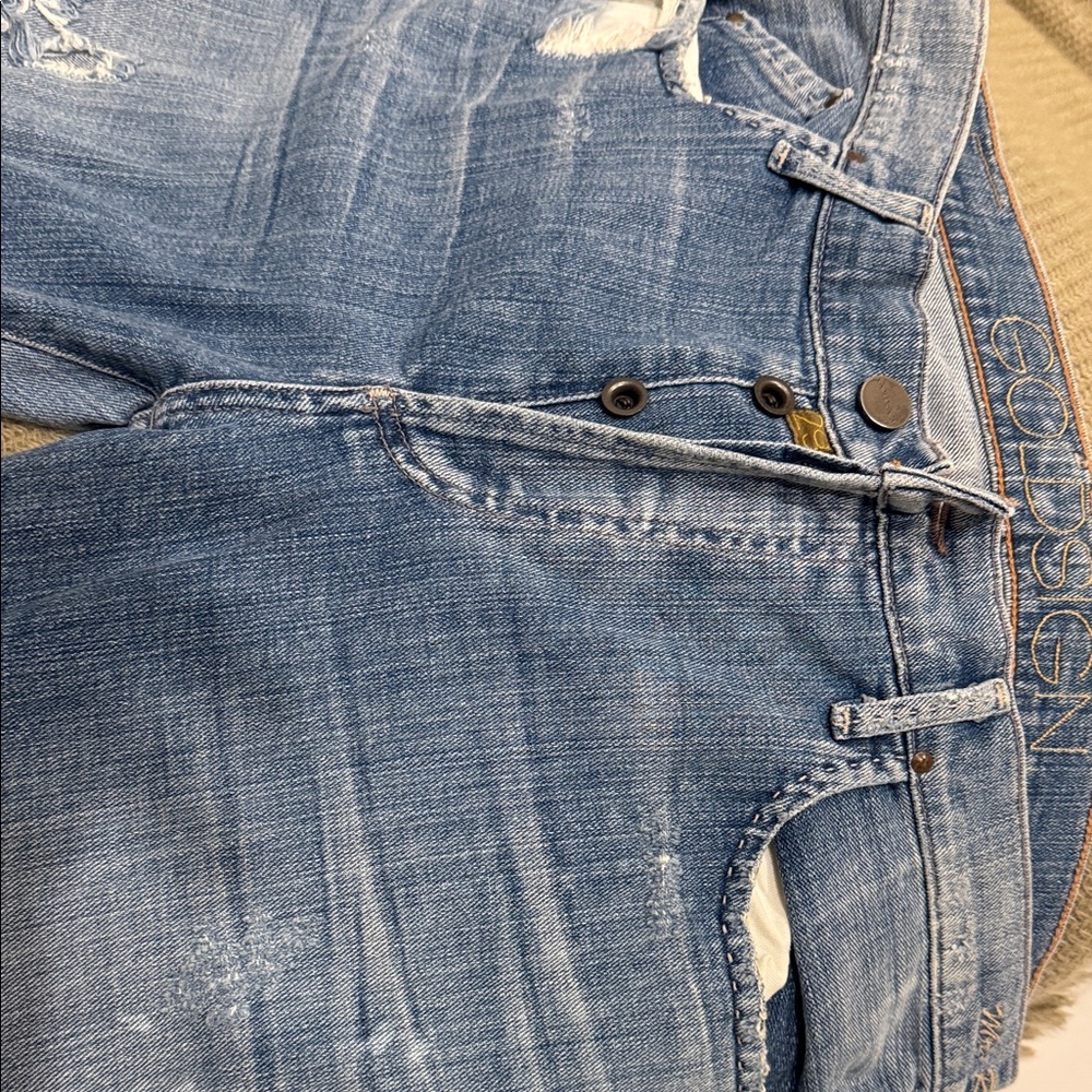 Goldsign Distressed Blue Boyfriend Jeans